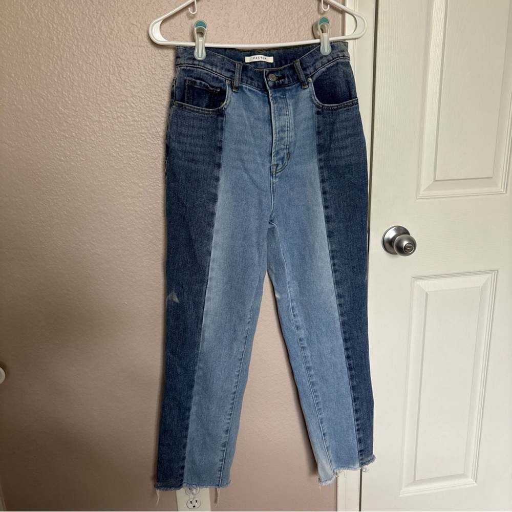 Pacsun Straight Leg Jeans Two Toned Raw Hem Denim High Rise Womens Blue Size 26
